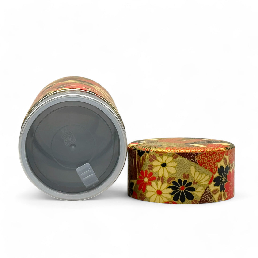 Ogone Golden Painting Washi Paper Wrapped Tea Canister (L) - Japanese Chazutsu