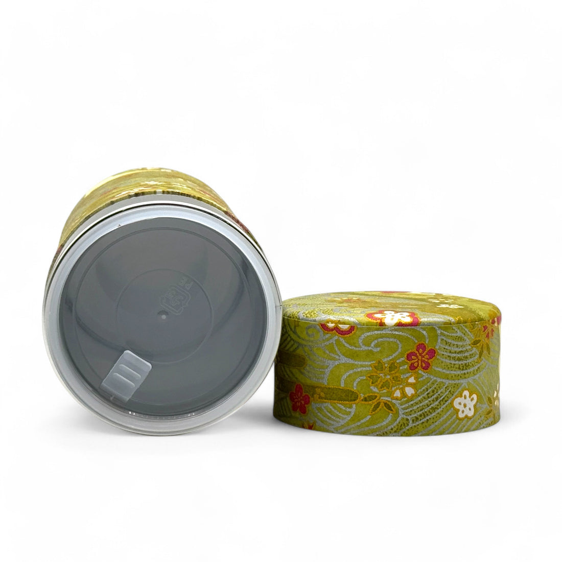 Shikisai Green Washi Paper Wrapped Tea Canister (L) - Japanese Chazutsu