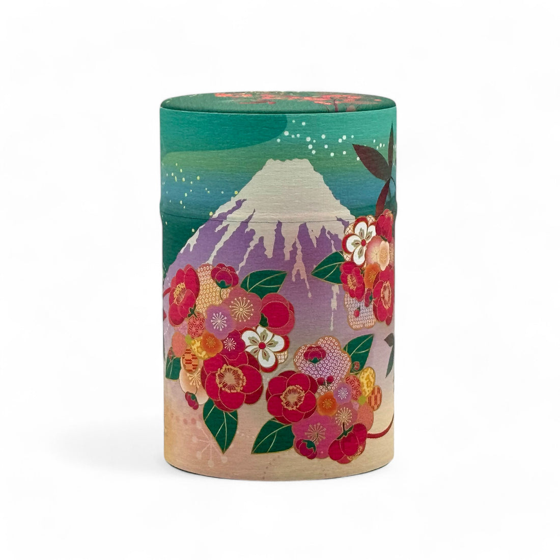Shizukan Nanten Green Mt. Fuji Series Washi Paper Wrapped Tea Canister (S) - Japanese Chazutsu