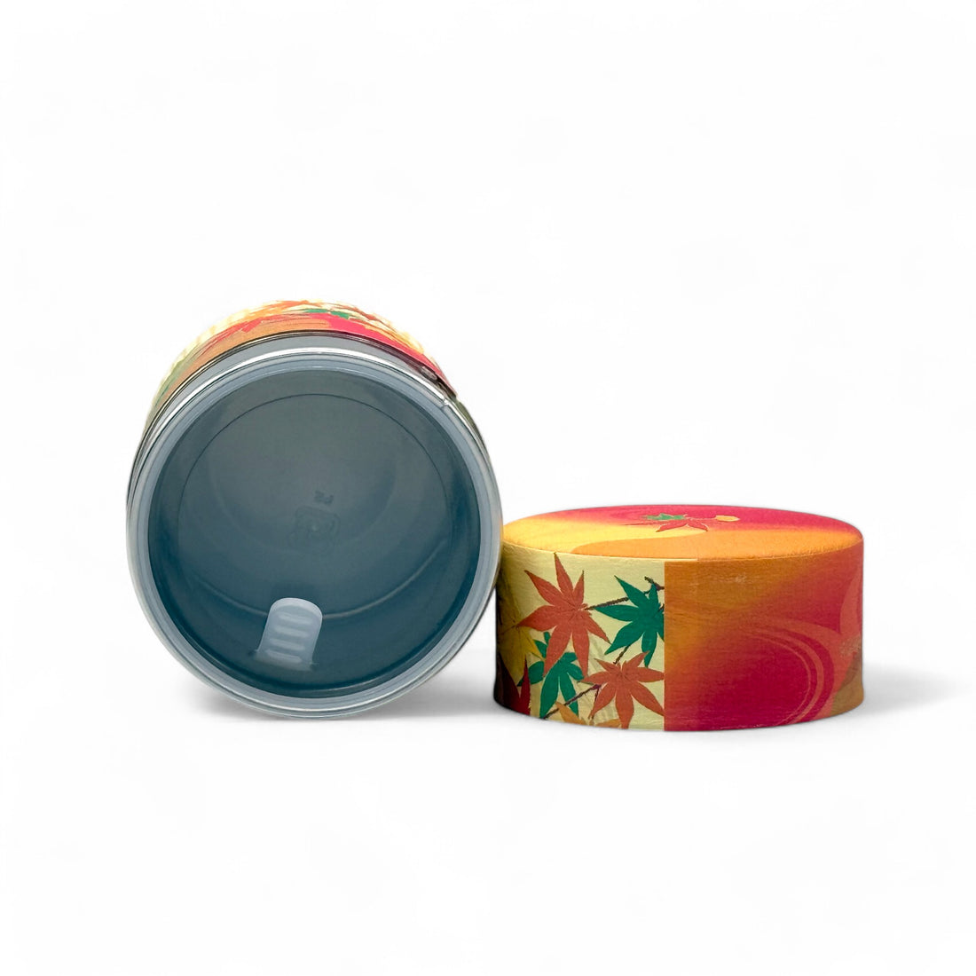 Shizukan Momiji Orange Mt. Fuji Series Washi Paper Wrapped Tea Canister (S) - Japanese Chazutsu