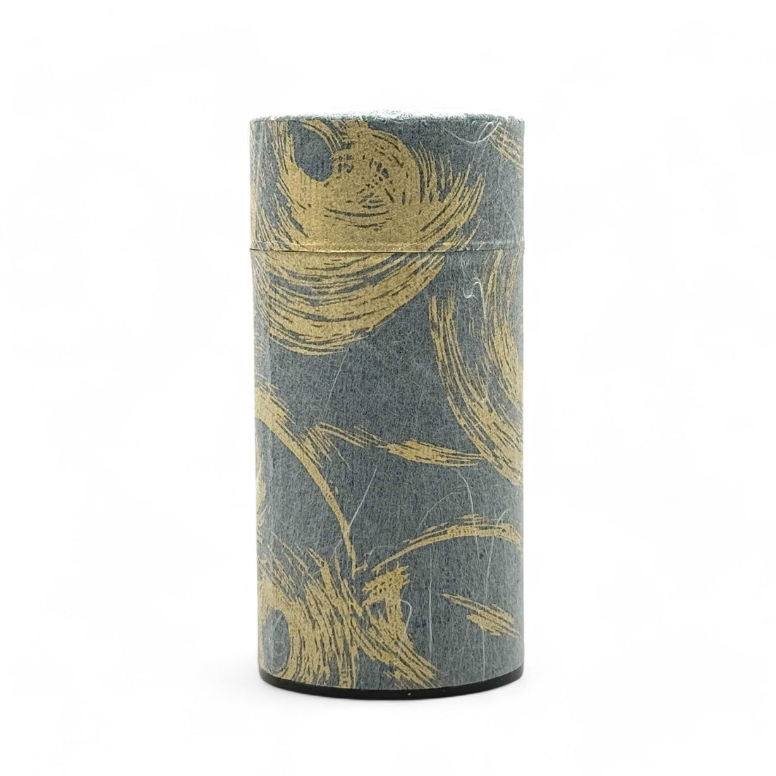 Okumura Seikan Nankyo Gray Gold Washi Paper Wrapped Tea Canister (L) - Japanese Chazutsu