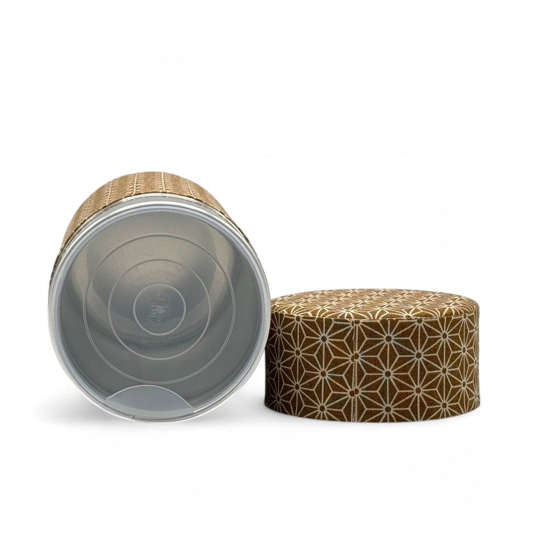 Okumura Seikan Asanoha Brown Washi Paper Wrapped Tea Canister (L) - Japanese Chazutsu
