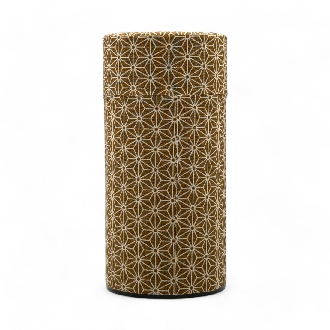 Okumura Seikan Asanoha Brown Washi Paper Wrapped Tea Canister (L) - Japanese Chazutsu