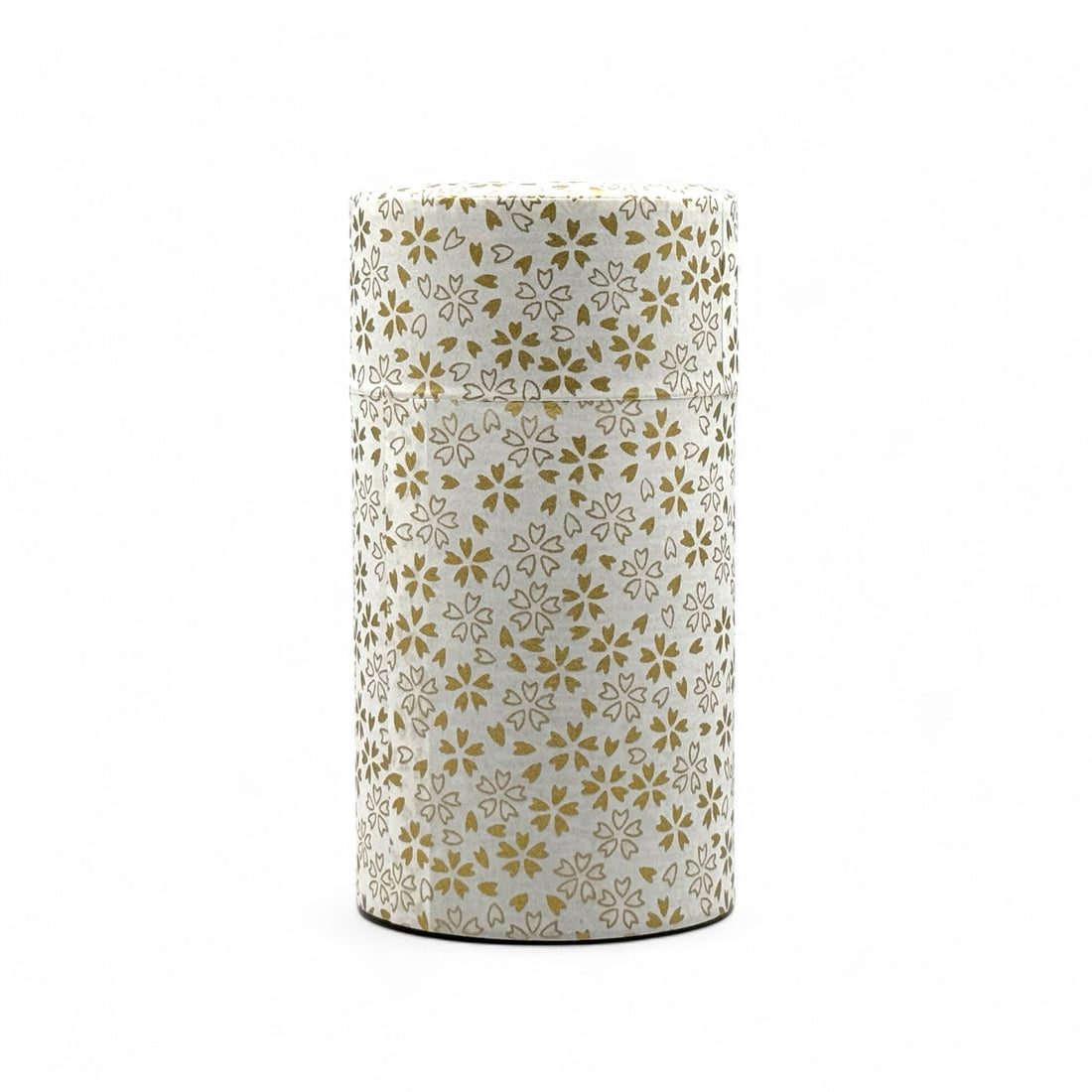 Kenran Hana White Washi Paper Wrapped Tea Canister (L) - Japanese Chazutsu