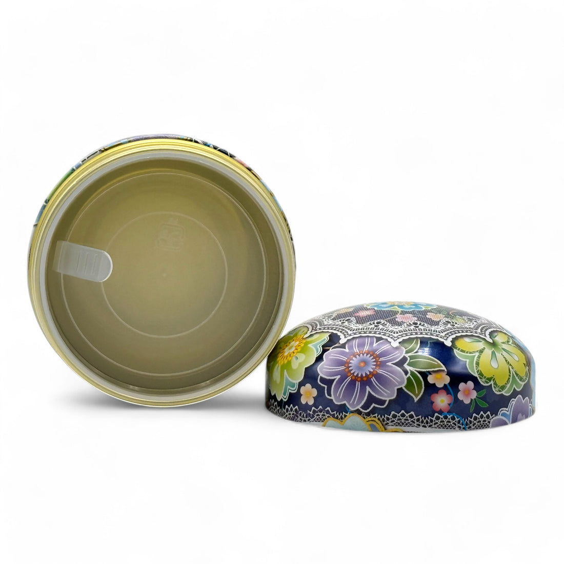 Toropikaru Hana Blue Metal Tea Canister - Japanese Chazutsu
