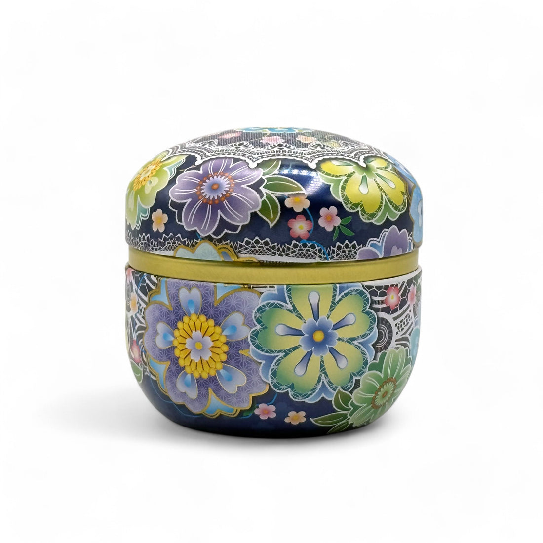 Toropikaru Hana Blue Metal Tea Canister - Japanese Chazutsu