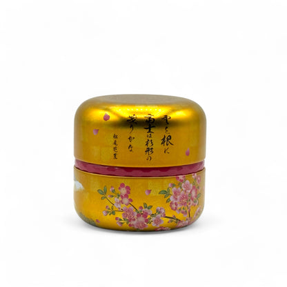 Mt Fuji Gold Metal Tea Canister - Japanese Chazutsu