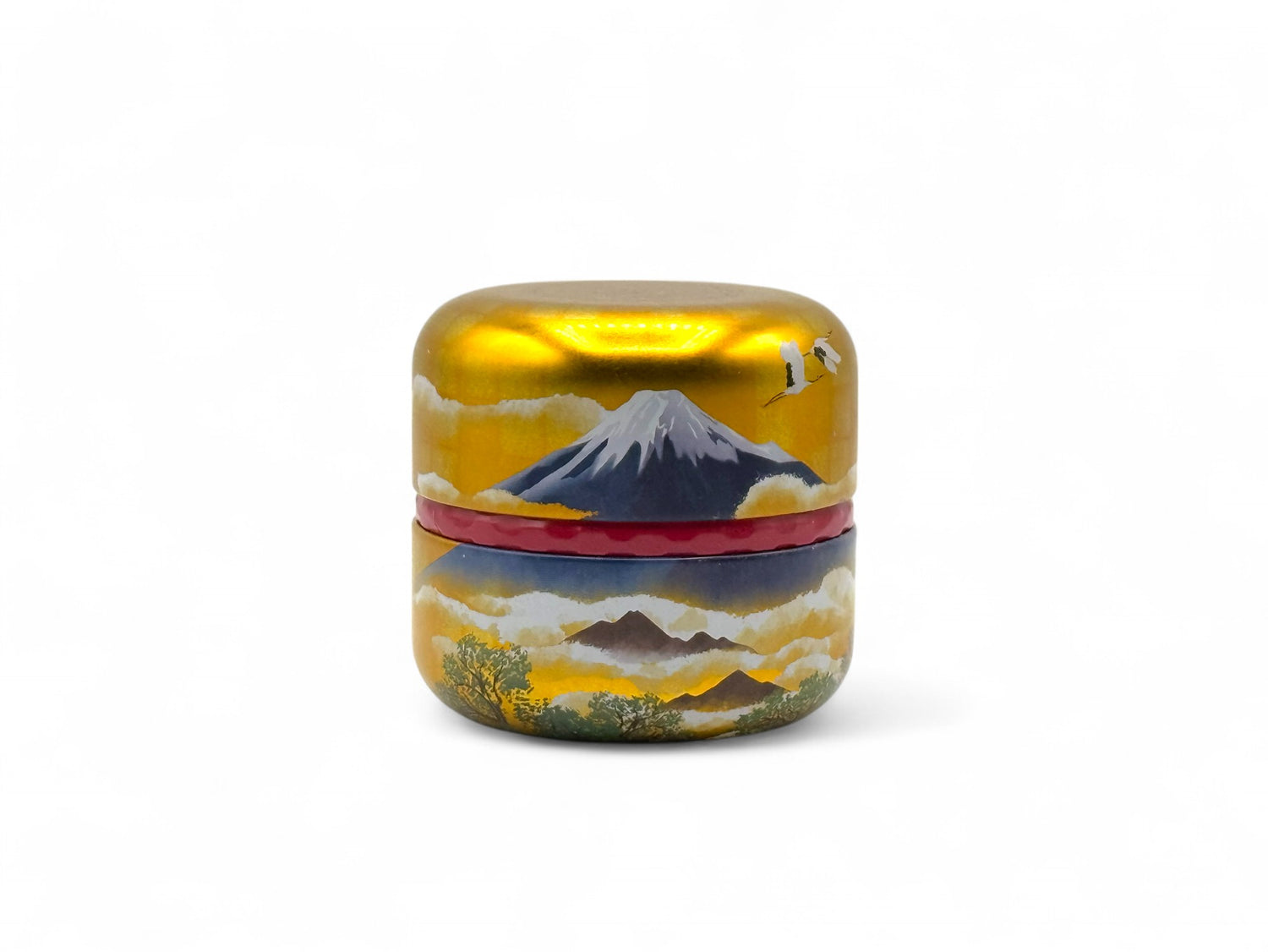 Mt Fuji Gold Metal Tea Canister - Japanese Chazutsu