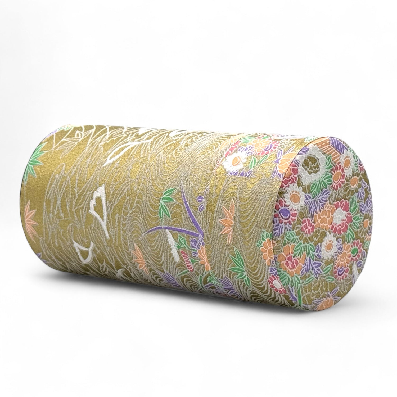 Yayoi Hanamizu Gold Washi Paper Wrapped Tea Canister (L) - Japanese Chazutsu