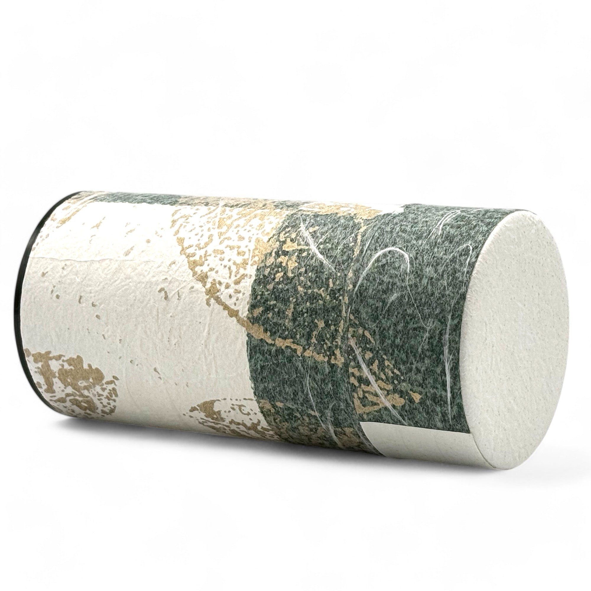 Okumura Sanka Green Washi Paper Wrapped Tea Canister (L) - Japanese Chazutsu