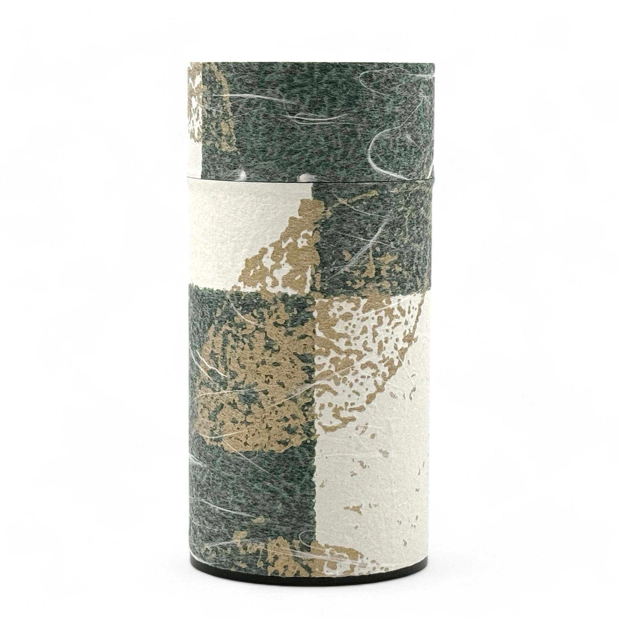 Okumura Sanka Green Washi Paper Wrapped Tea Canister (L) - Japanese Chazutsu