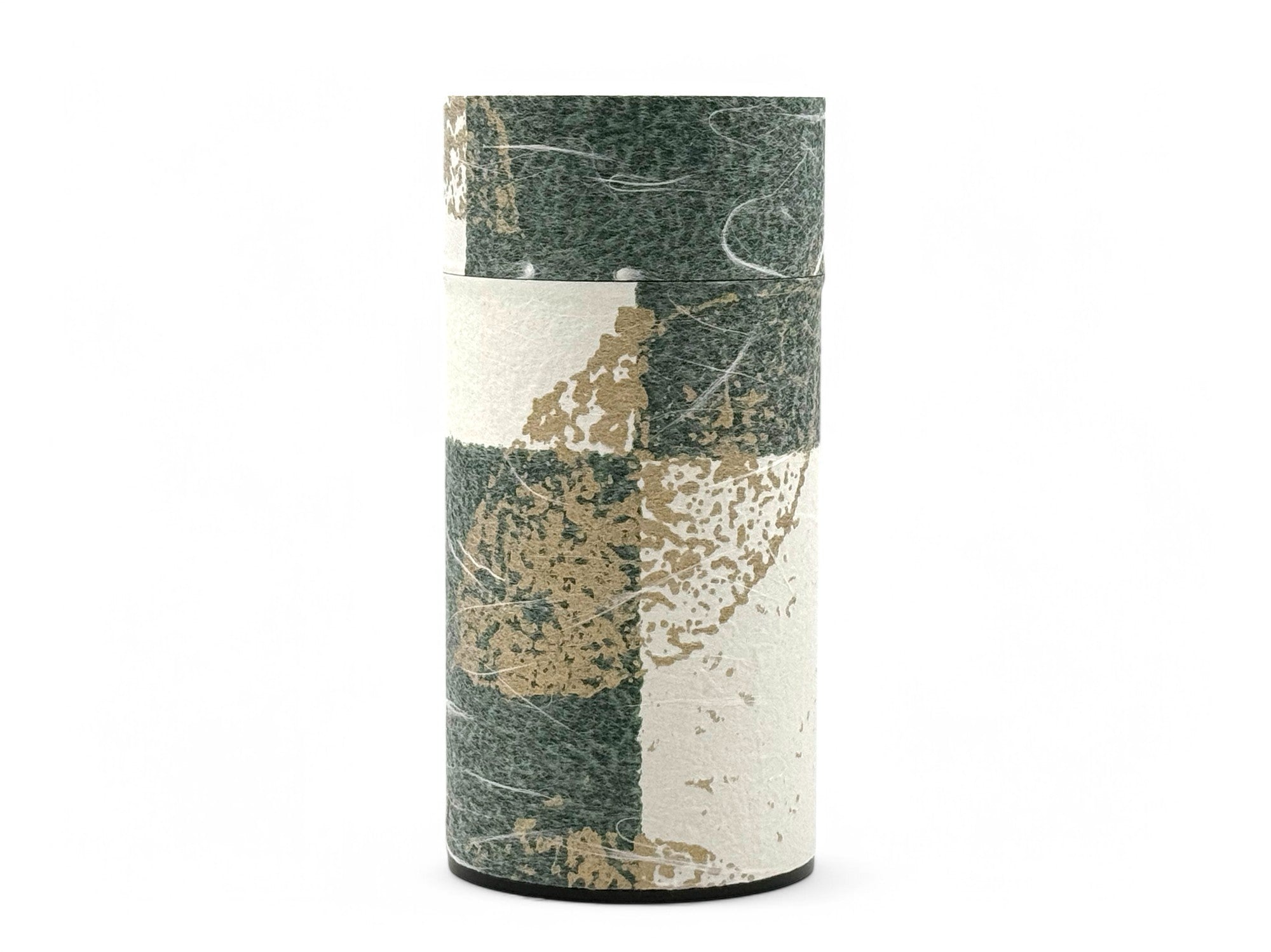 Okumura Sanka Green Washi Paper Wrapped Tea Canister (L) - Japanese Chazutsu