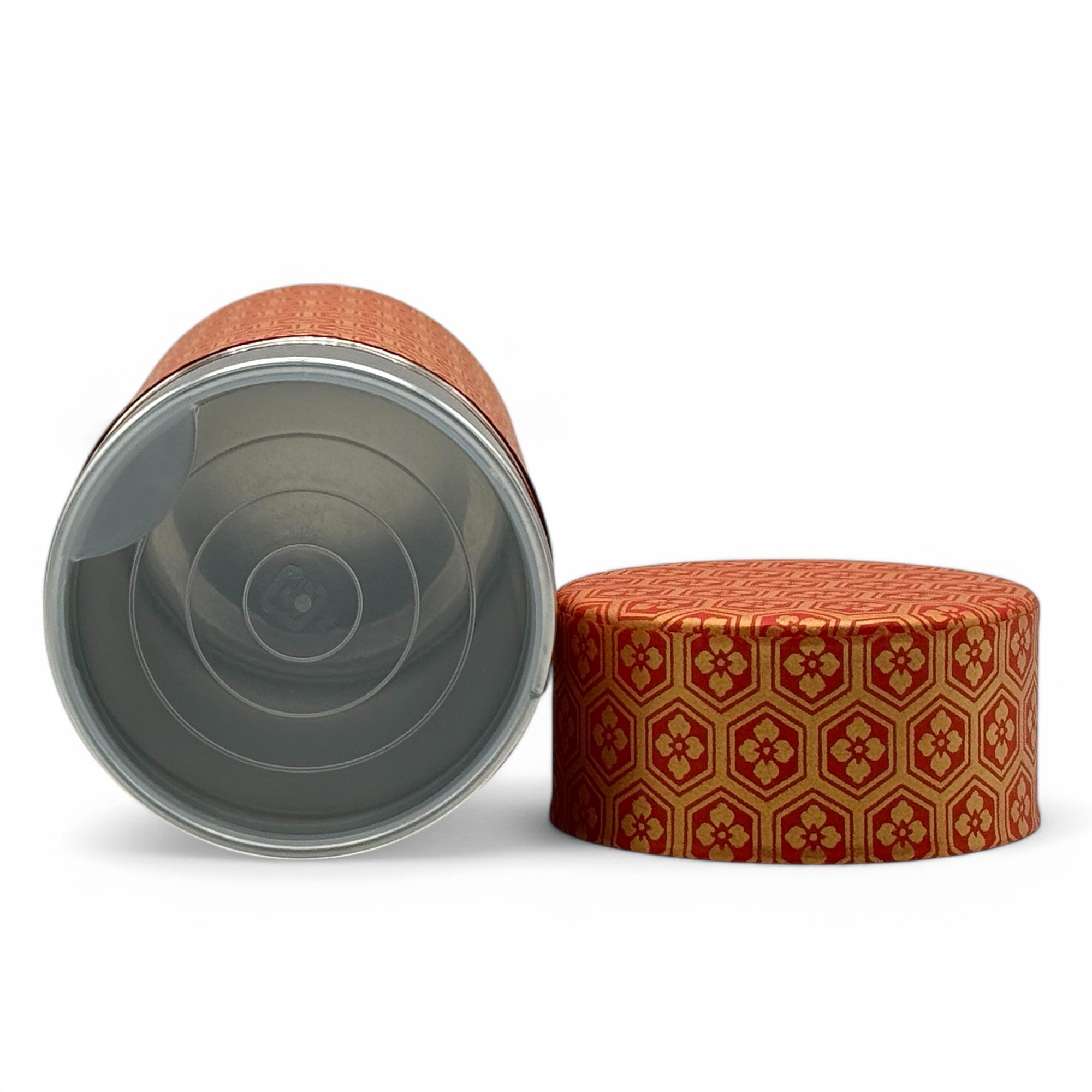 Okumura Chiyogami Red Washi Paper Wrapped Tea Canister (L) - Japanese Chazutsu