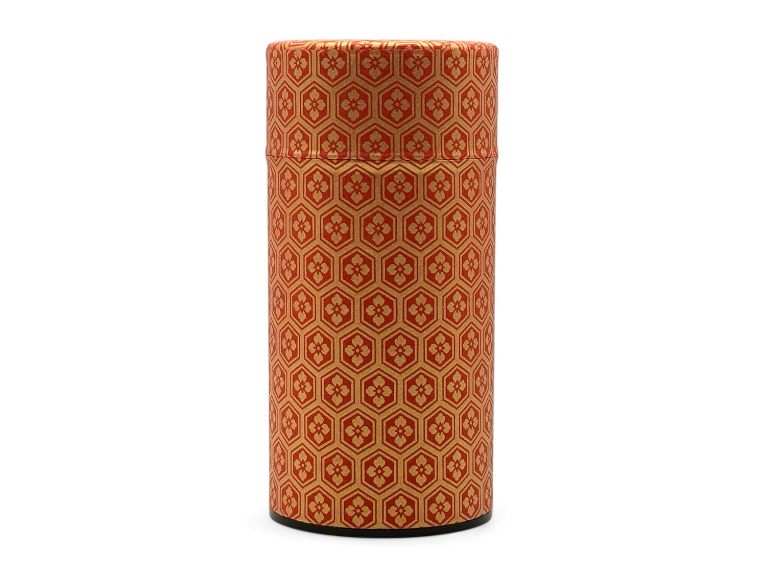 Okumura Chiyogami Red Washi Paper Wrapped Tea Canister (L) - Japanese Chazutsu