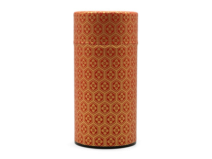 Okumura Chiyogami Red Washi Paper Wrapped Tea Canister (L) - Japanese Chazutsu