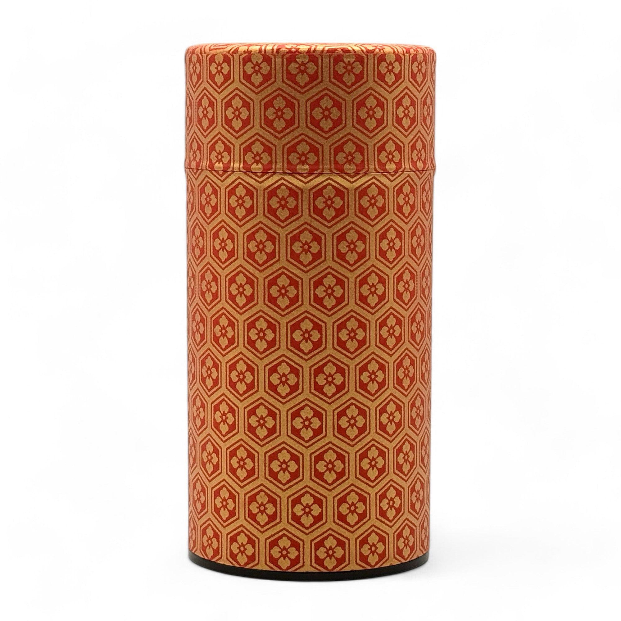 Okumura Chiyogami Red Washi Paper Wrapped Tea Canister (L) - Japanese Chazutsu