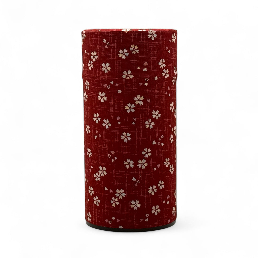 Okumura Sakura Red Fabric Wrapped Tea Canister (L) - Japanese Chazutsu