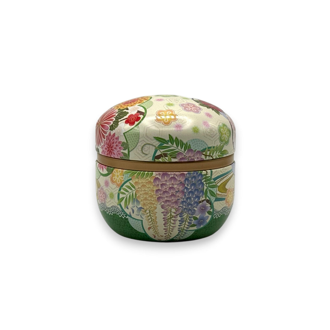 Dento Hana Green Metal Tea Canister - Japanese Chazutsu