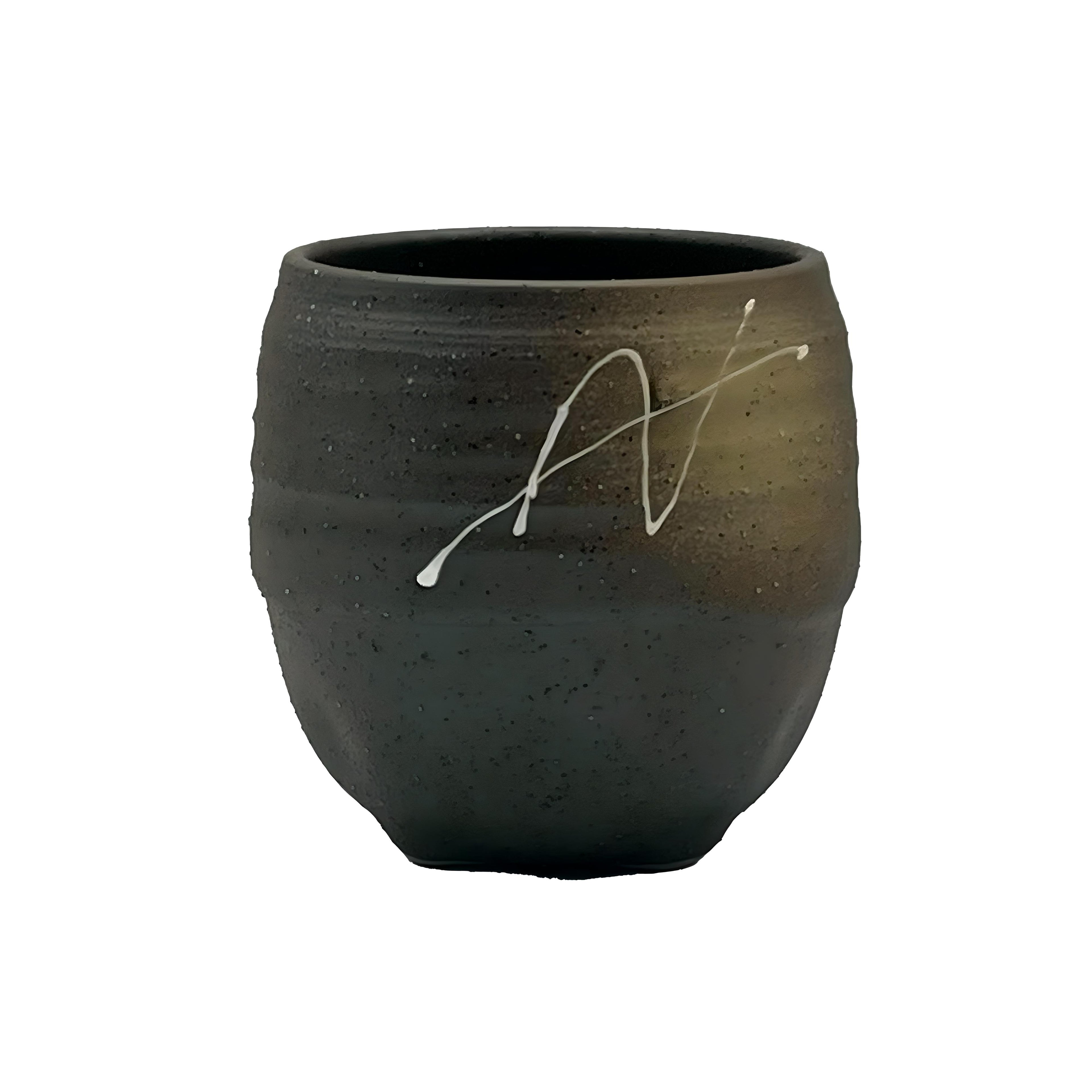 Ishin Iga Black Mino-yaki Yunomi - Japanese Teacup