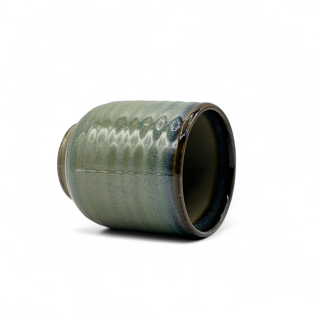 Ash Oribe Blue Mino-yaki Yunomi - Japanese Teacup