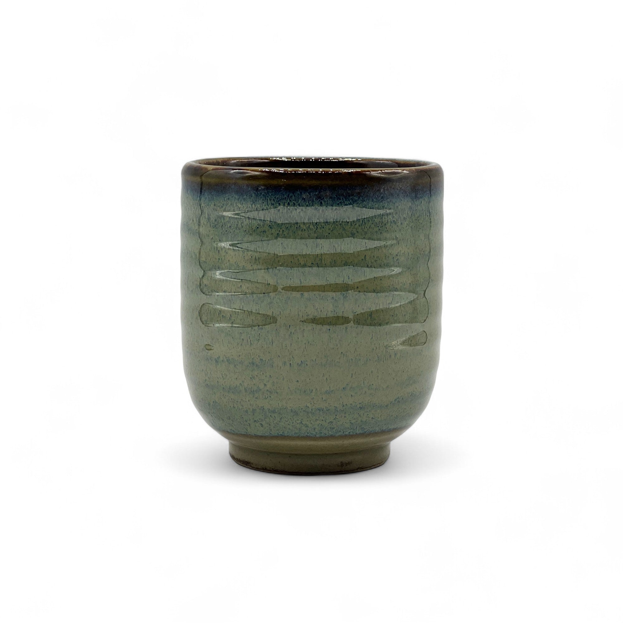Ash Oribe Blue Mino-yaki Yunomi - Japanese Teacup