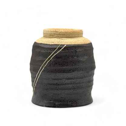 Kuro Ryusei Black Mino-yaki Yunomi - Japanese Teacup