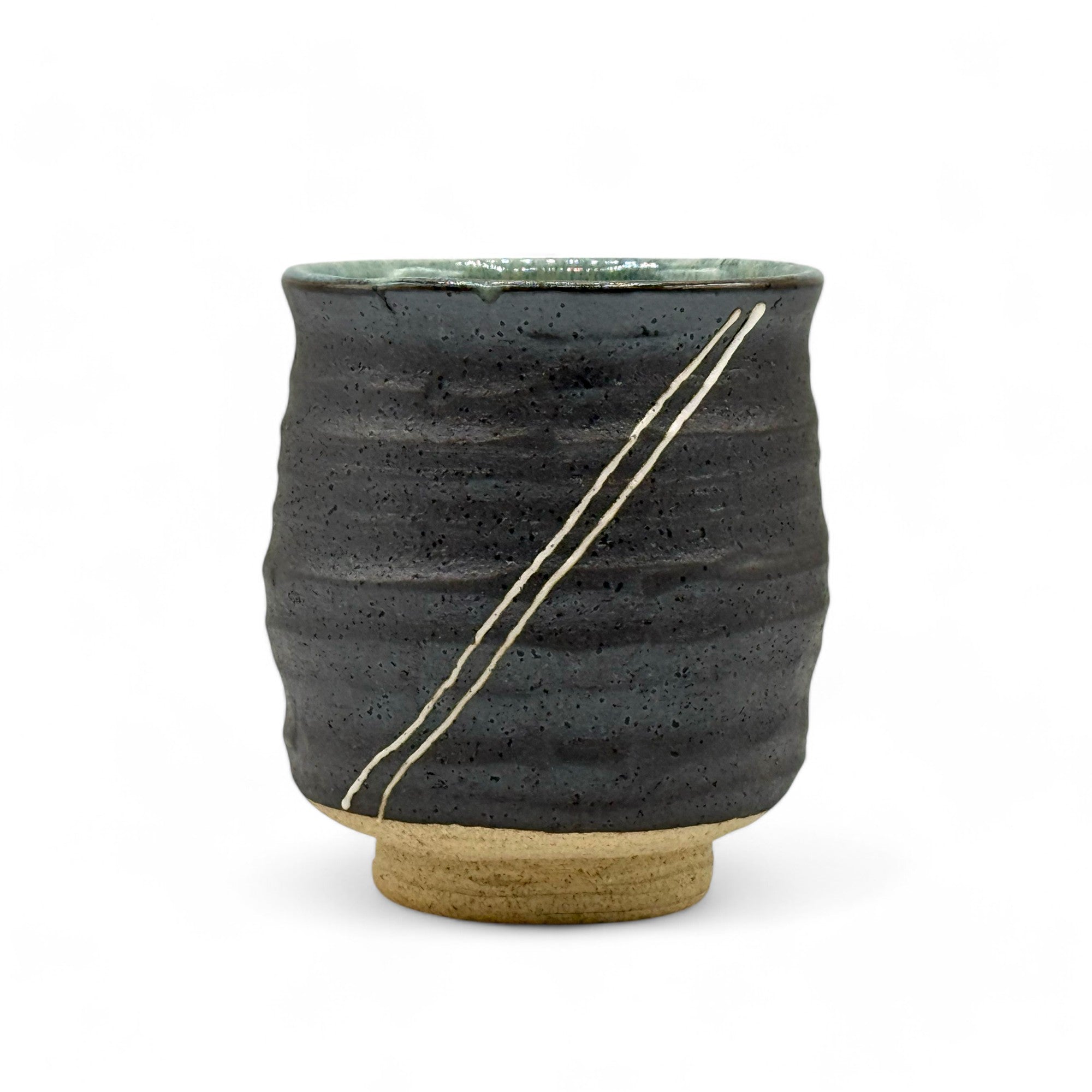 Kuro Ryusei Black Mino-yaki Yunomi - Japanese Teacup