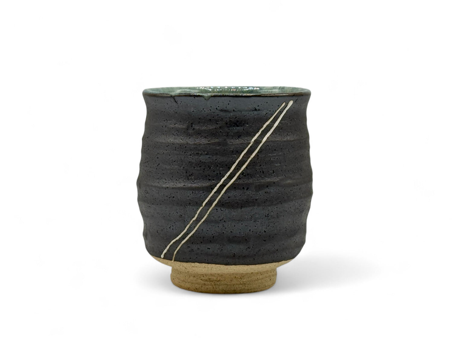 Kuro Ryusei Black Mino-yaki Yunomi - Japanese Teacup