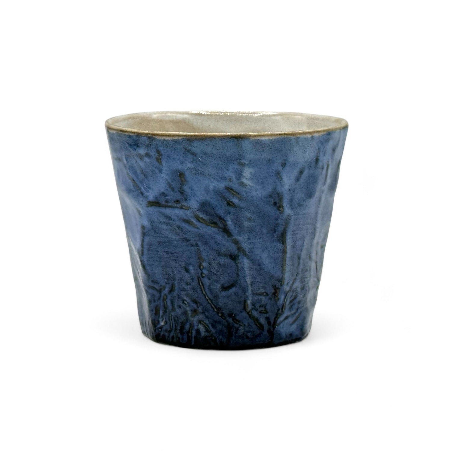 Gosu Rock Blue Mino-yaki Yunomi - Japanese Teacup