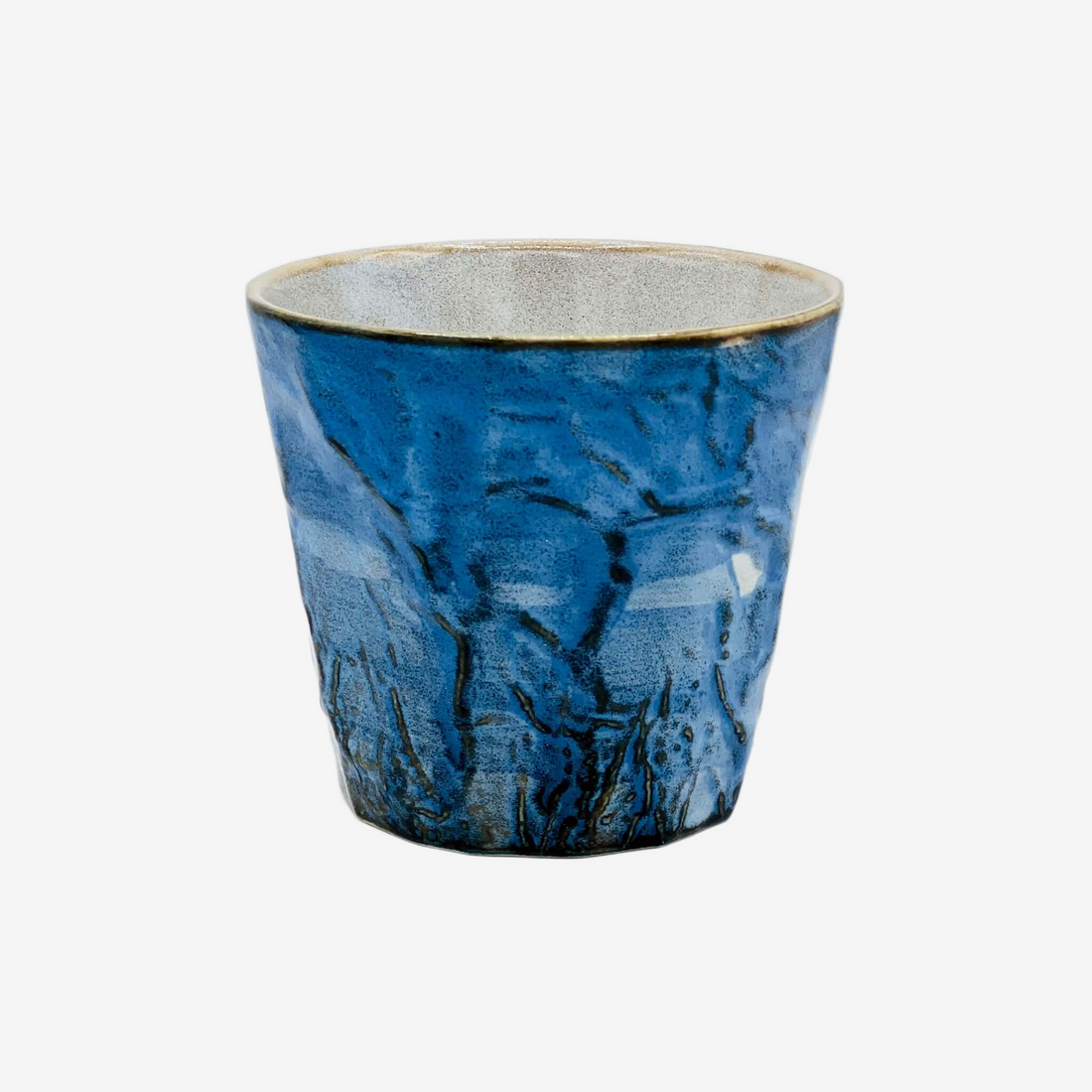 Gosu Rock Blue Yunomi - Japanese Teacup Teaware Inoue Tea