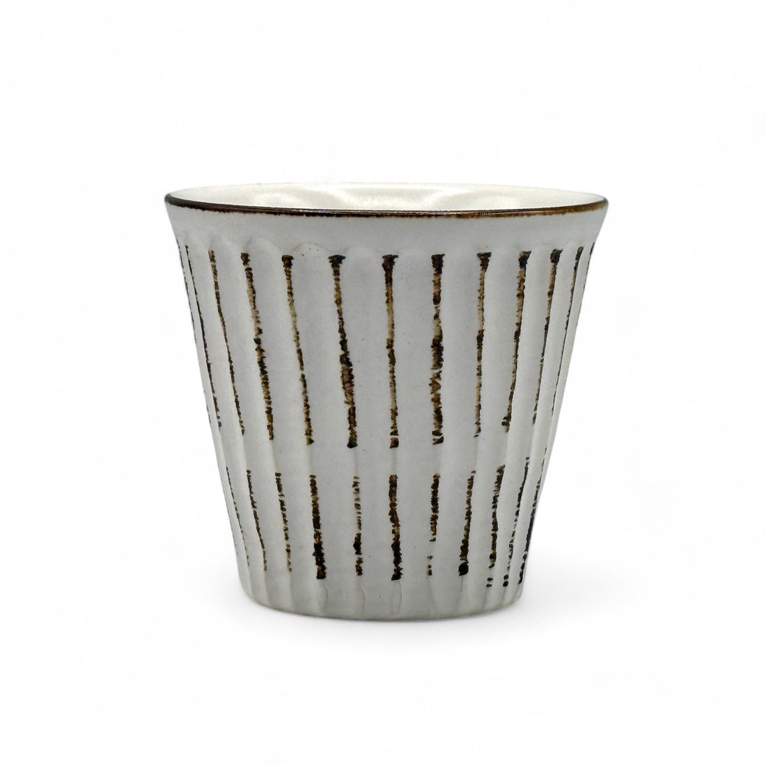 Shinogi Rust White Wide Mino-yaki Yunomi - Japanese Teacup