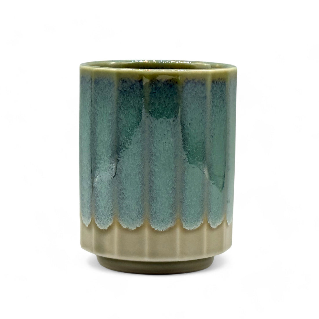 Ao Nagashi Green Mino-yaki Yunomi - Japanese Teacup