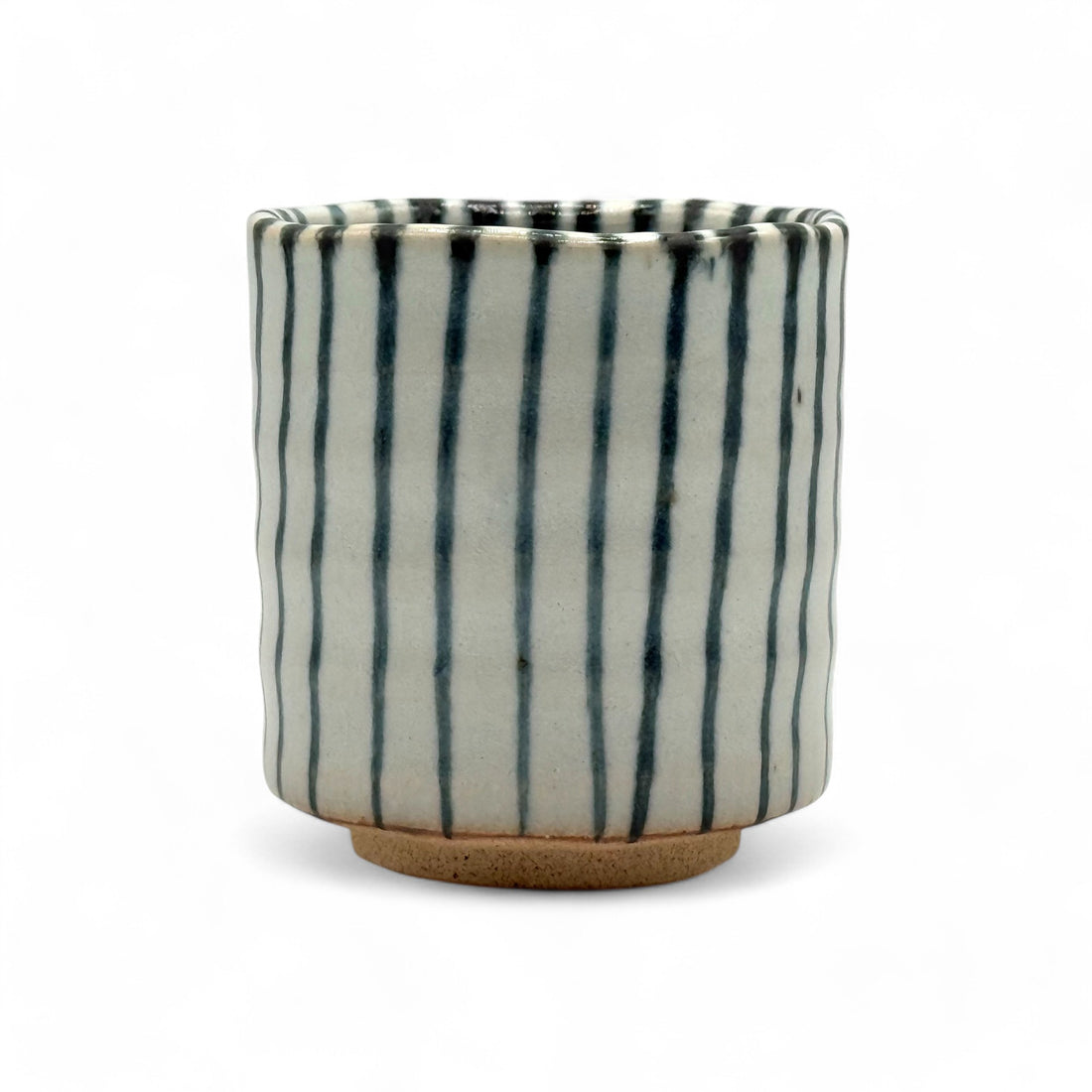 Tokusa Stripe White Mino-yaki Yunomi by Kimura - Japanese Teacup