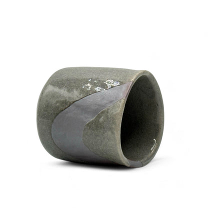 Nezumi Shino Gray Sankaku Mino-yaki Yunomi - Japanese Teacup