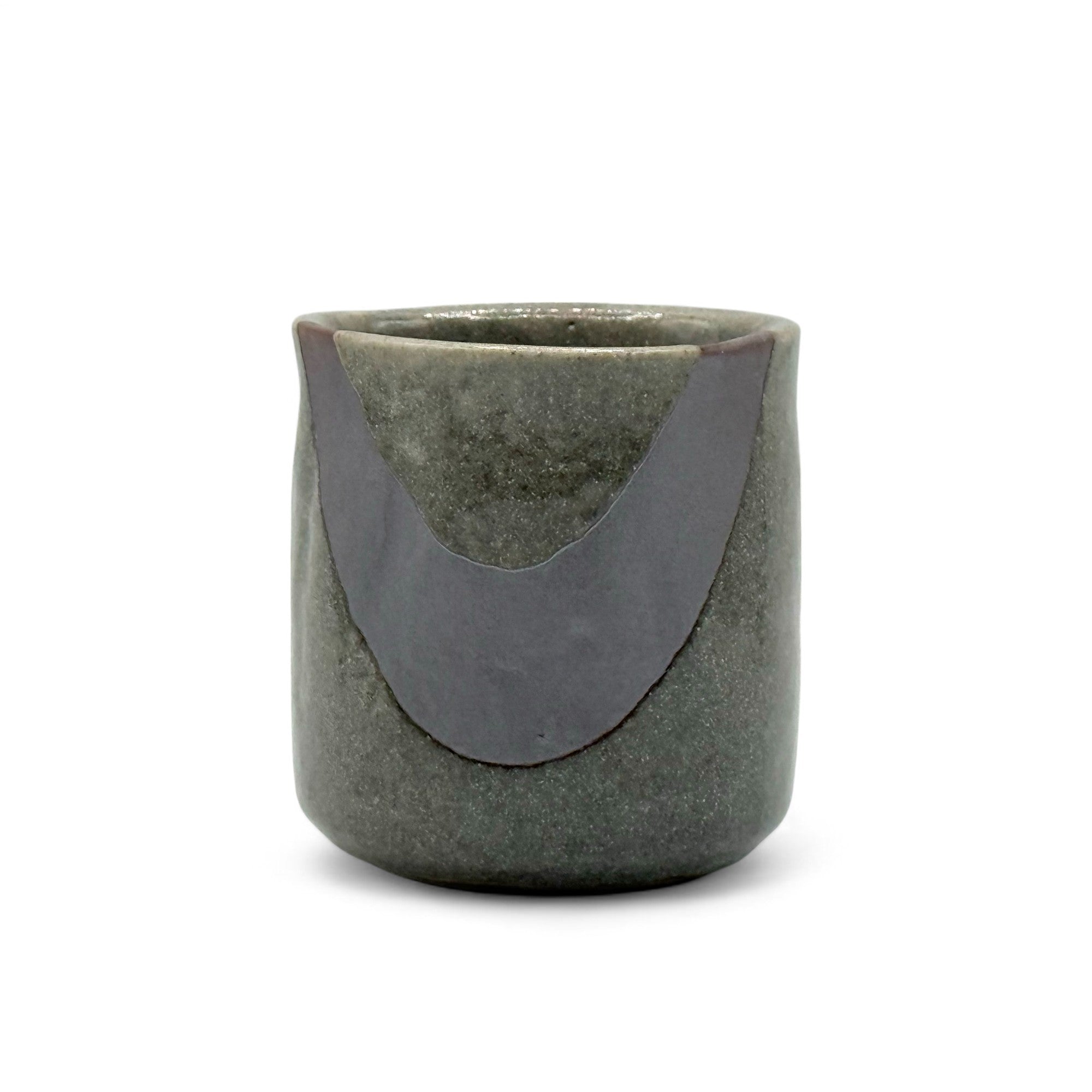 Nezumi Shino Gray Sankaku Mino-yaki Yunomi - Japanese Teacup