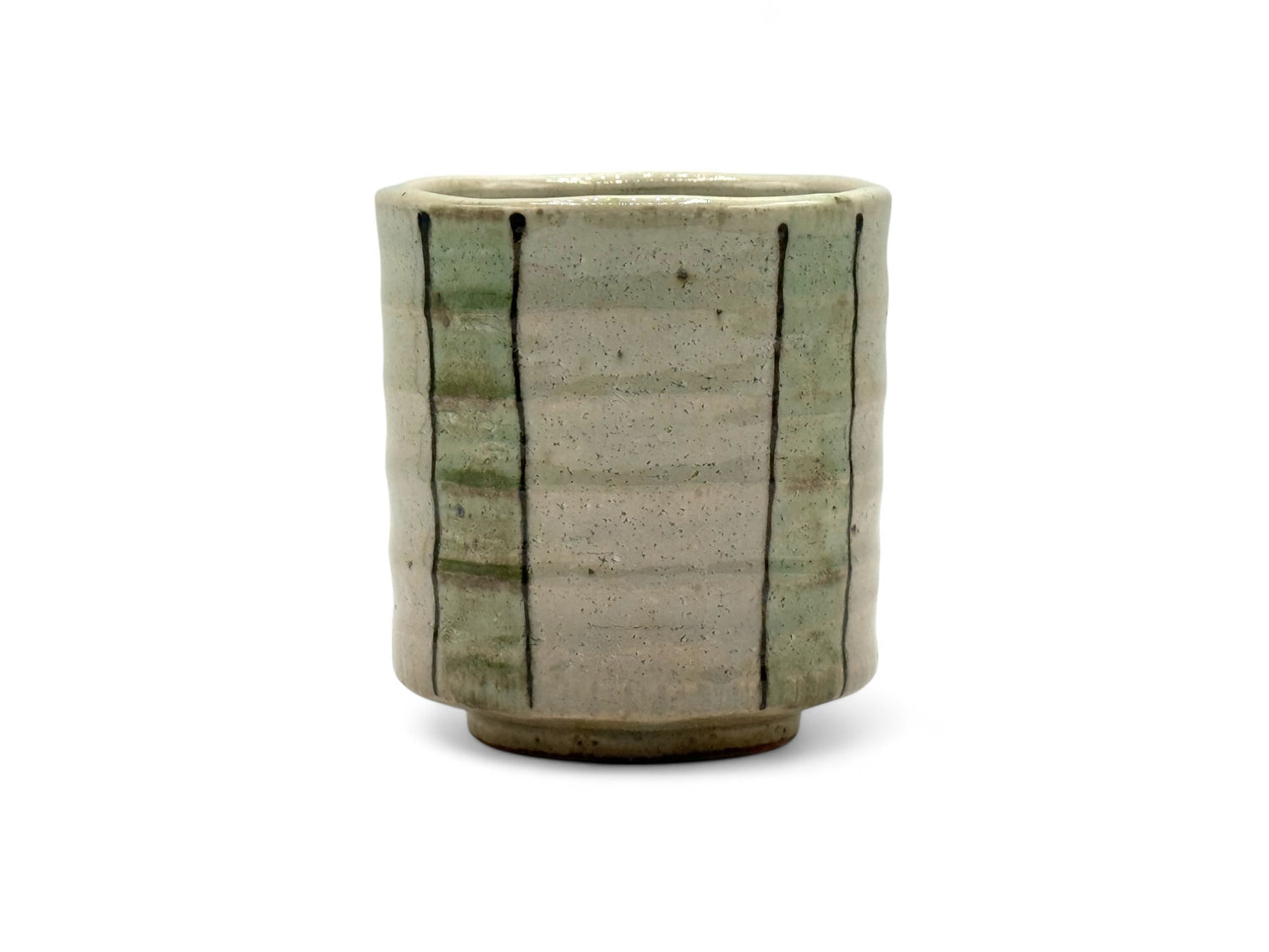 Matori Tokusa Green Mino-yaki Yunomi by Kimura - Japanese Teacup