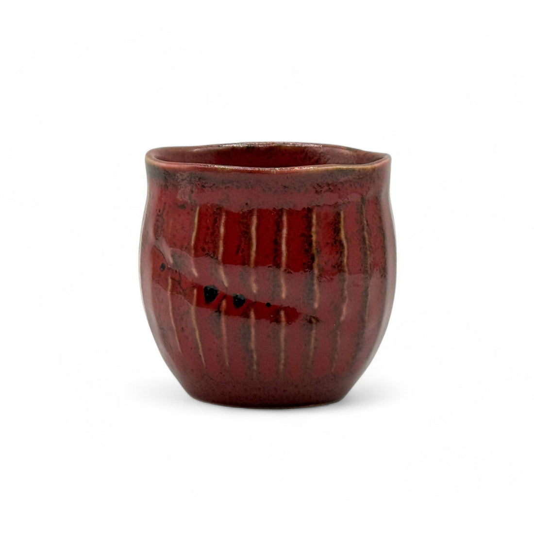 Shun Red Mino-yaki Yunomi by Akira Izumi - Japanese Teacup