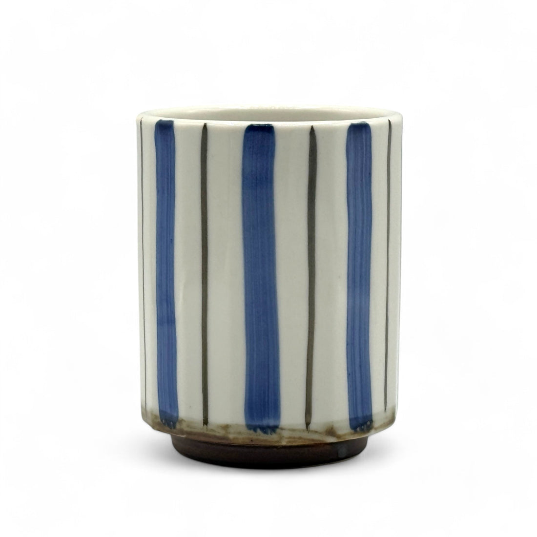 Minami Tokusa Stripe White Mino-yaki Yunomi - Japanese Teacup