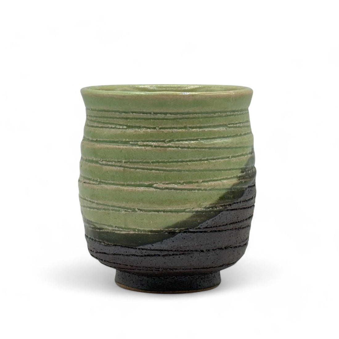 Hangake Hiwa Green Mino-yaki Yunomi - Japanese Teacup