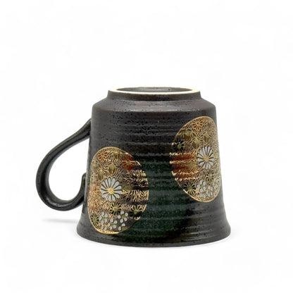 Kinkazume Black Kutani-yaki Mug- Japanese Tea Mug