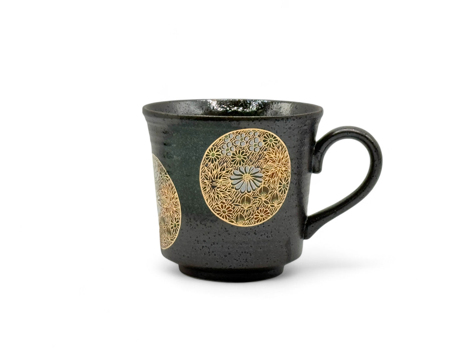 Kinkazume Black Kutani-yaki Mug- Japanese Tea Mug