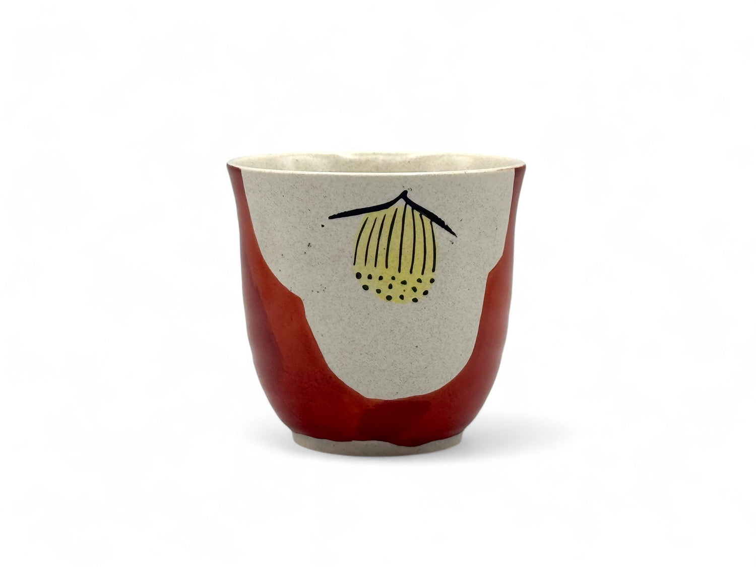 Akeno Red Tsubaki Mino-yaki Yunomi - Japanese Teacup