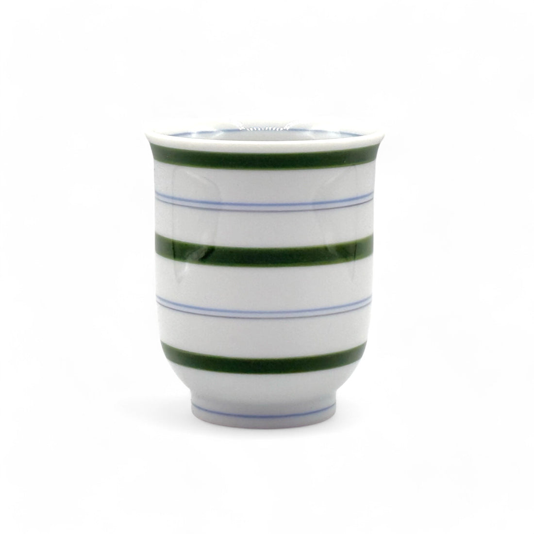 Midori Stripe Green Hasami-yaki Yunomi - Japanese Teacup