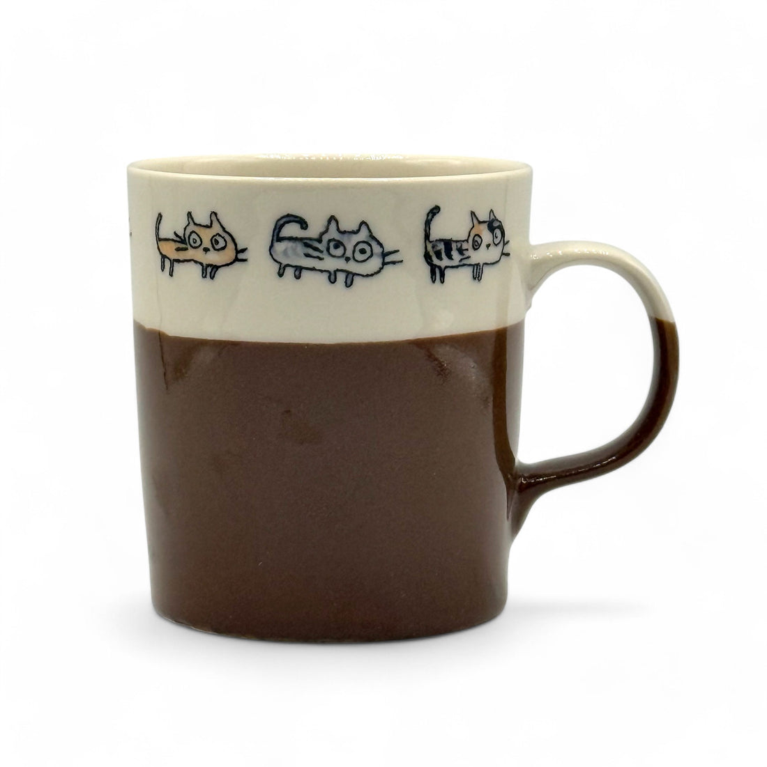 Neko Cat Kazoku Brown Lightweight Mug - Japanese Tea Mug