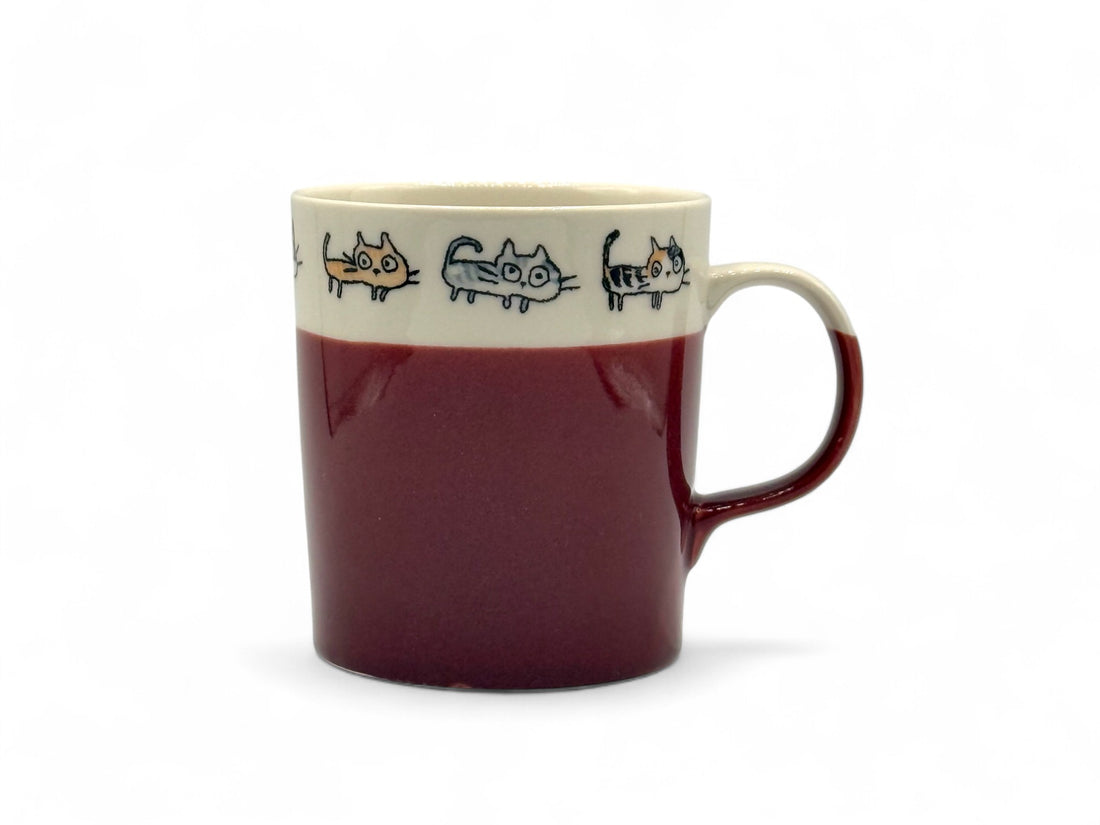 Neko Cat Kazoku Red Lightweight Mug - Japanese Tea Mug