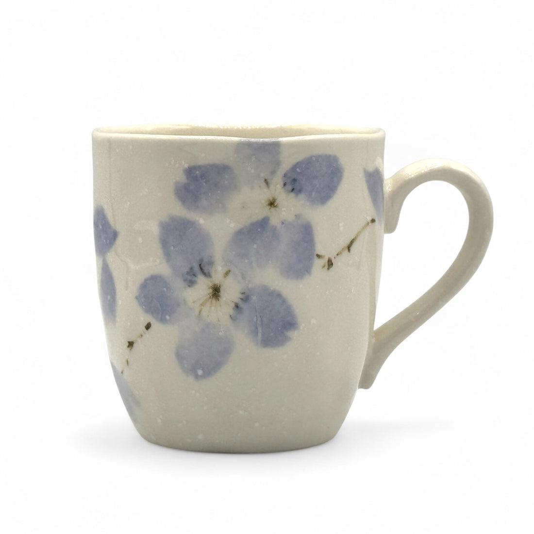 Miyama Cherry White Mino-yaki Mug - Japanese Tea Mug