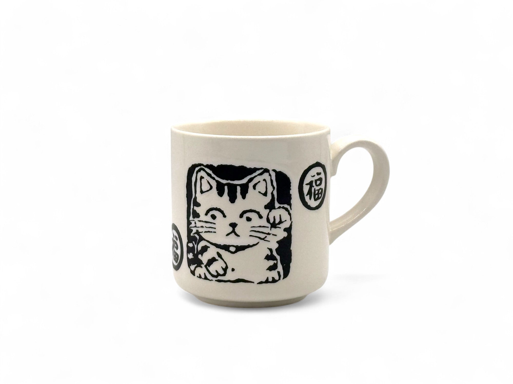 Shukufuku White Cat Mug - Japanese Tea Mug