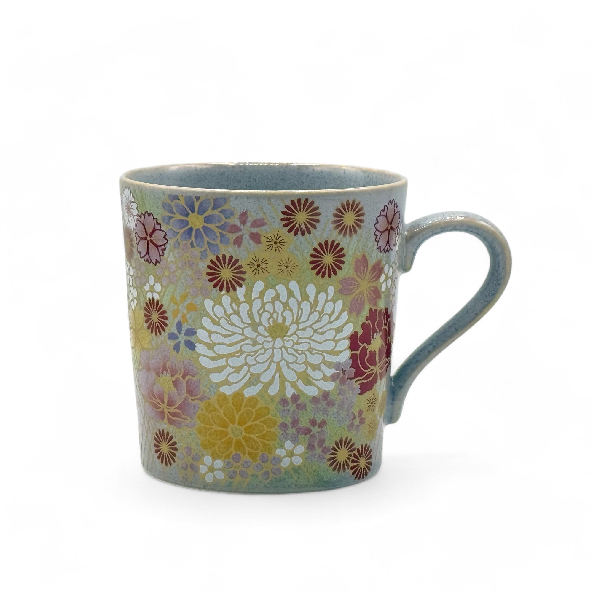 Matsuri Chrysanthemum Gray Mug - Japanese Tea Mug