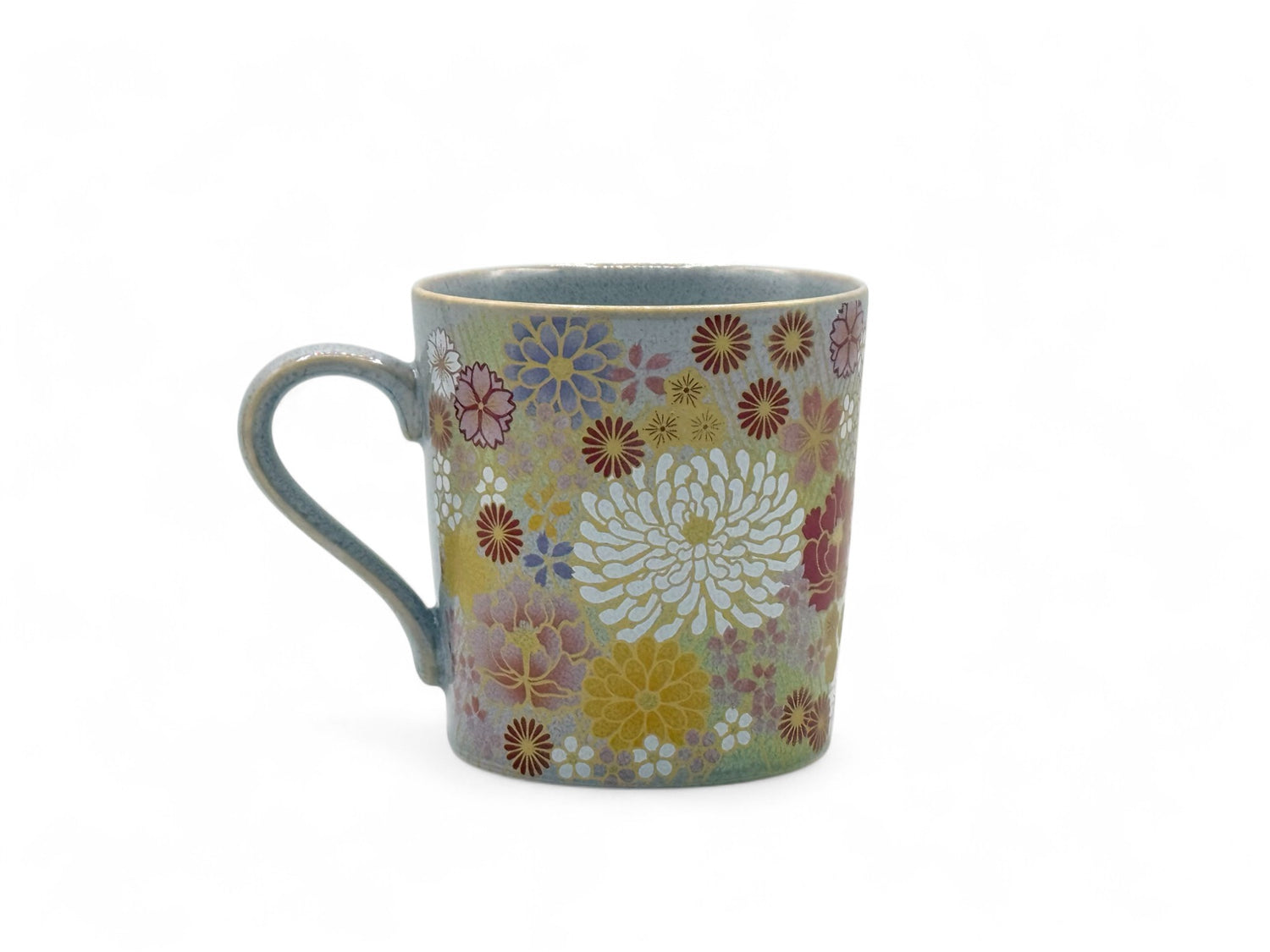 Matsuri Chrysanthemum Gray Mug - Japanese Tea Mug