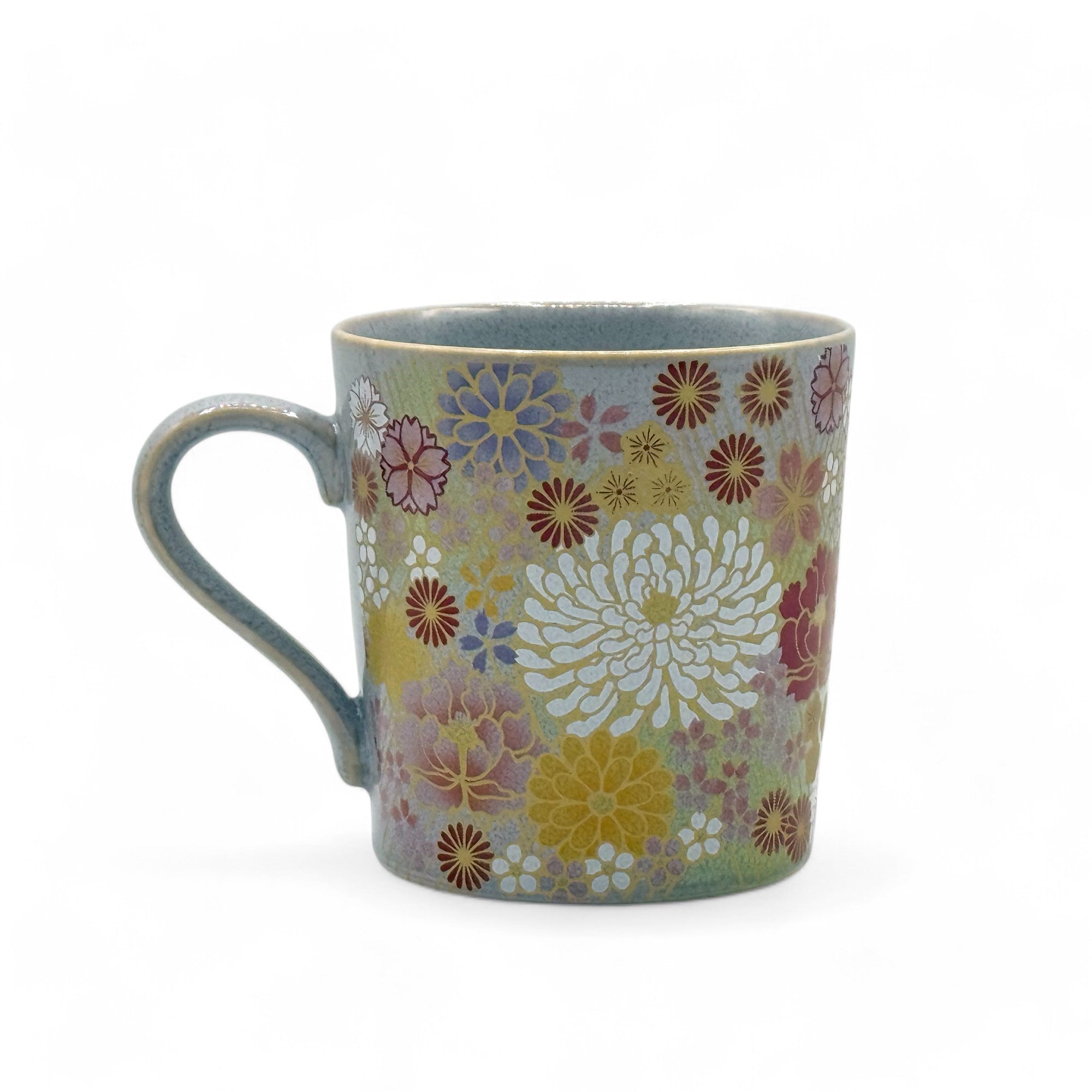 Matsuri Chrysanthemum Gray Mug - Japanese Tea Mug